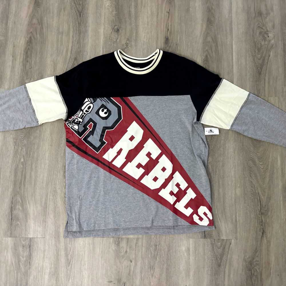 NWT Star Wars Shirt Adult Large Gray Red Rebels R2-D2 Disney Parks Long Sleeve